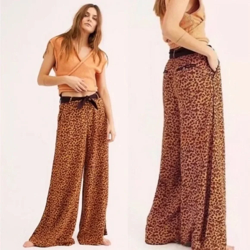 Free People Leopard Print Bennie Pant